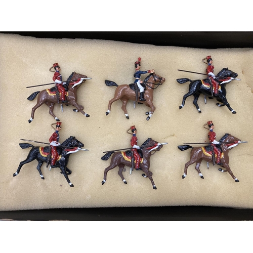 220 - SIX METAL ROYAL HORSE LANCERS CIRCA 1900 LIVERY