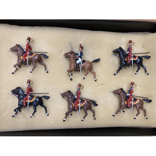 220 - SIX METAL ROYAL HORSE LANCERS CIRCA 1900 LIVERY