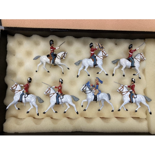 221 - SEVEN METAL BRITISH CAVALRY SCOTS GREYS - WATERLOO 1815 LIVERY