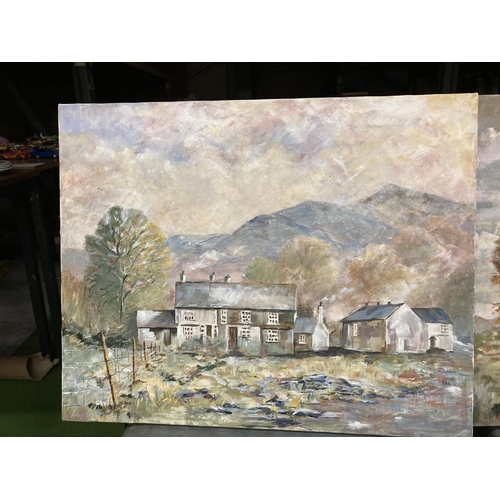 416 - TWO COUNTRY SCENES OILS ON CANVAS