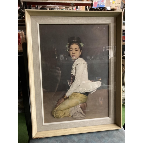 422 - A FRAMED PRINT OF AN ASIAN GIRL BY SIR GERALD KELLY