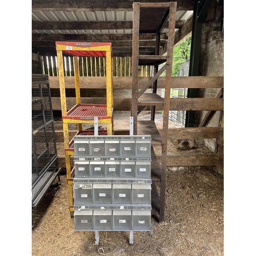 105 - THREE VARIOUS SHELVING UNITS + VAT