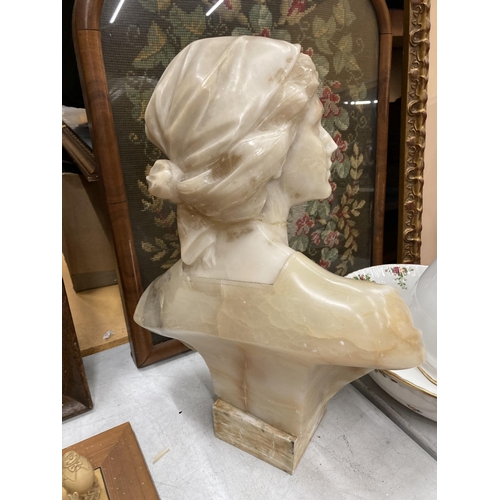 47 - A VINTAGE ITALIAN MARBLE STYLE BUST OF A LADY, (NECK A/F)