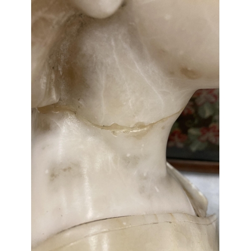 47 - A VINTAGE ITALIAN MARBLE STYLE BUST OF A LADY, (NECK A/F)