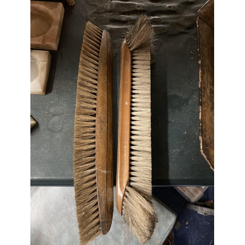 903 - TWO SNOOKER TABLE BAIZE BRUSHES