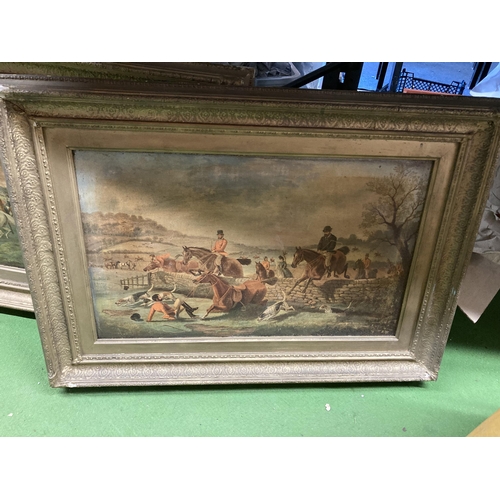 933 - A GROUP OF THREE VINTAGE GILT FRAMED HUNTING PRINTS