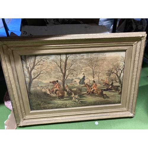 933 - A GROUP OF THREE VINTAGE GILT FRAMED HUNTING PRINTS