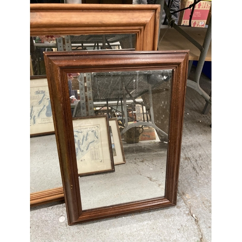 935 - TWO WOODEN FRAMED MIRRORS