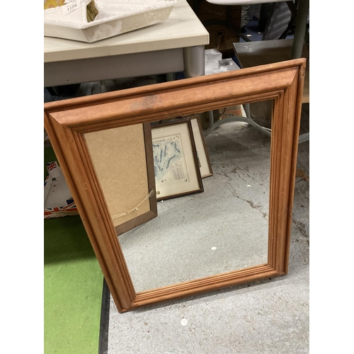 935 - TWO WOODEN FRAMED MIRRORS