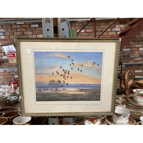 940 - TWO GILT FRAMED PRINTS OF BIRDS IN FLIGHT