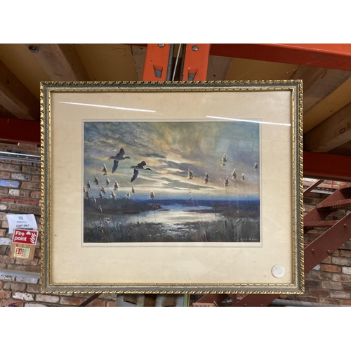 940 - TWO GILT FRAMED PRINTS OF BIRDS IN FLIGHT