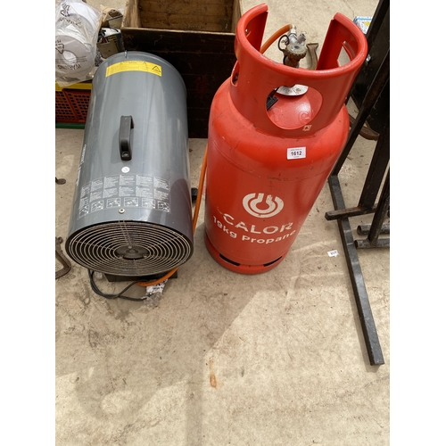 A DRAPER JET FORCE SPACE HEATER WITH GAS BOTTLE