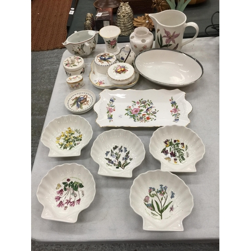 477 - FIVE PORTMEIRION 'THE BOTANIC GARDEN' SHELL DISHES, COALPORT AND WEDGWOOD TRINKET BOXES, PIN DISHES,... 