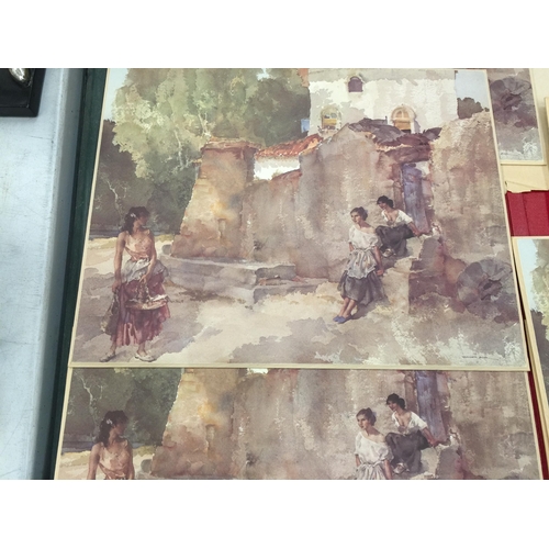 484 - A COLLECTION OF SIR WILLIAM RUSSELL FLINT PRINTS ON BOARD - 7 IN TOTAL