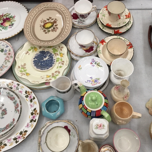 491 - A LARGE QUANTITY OF VINTAGE PLATES, CUPS, SAUCERS, ETC TO INCLUDE ROYAL STAFFORD, SHELLEY SAUCERS, E... 