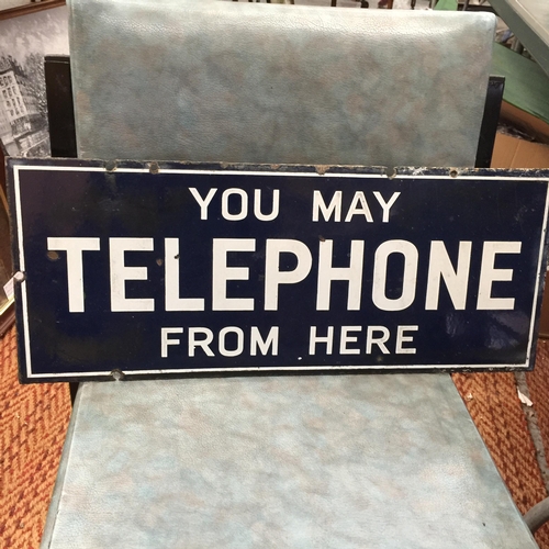 493 - A DOUBLE SIDED ENAMEL TELEPHONE SIGN, 56 X 23CM