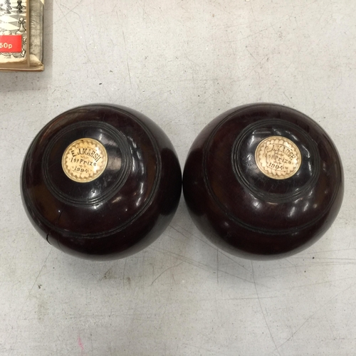 494 - A PAIR OF VINTAGE BOWLS DATED 1894 AND 1904