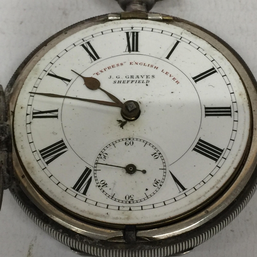 670 - A VICTORIAN J G GRAVES HALLMARKED SILVER FUSEE MOVEMENT POCKET WATCH