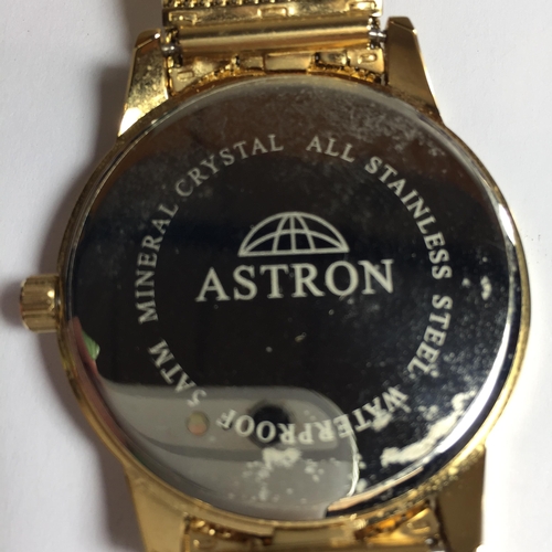 687 - AN ASTRON RONDO GOLD PLATED WATCH WITH CRYSTALS