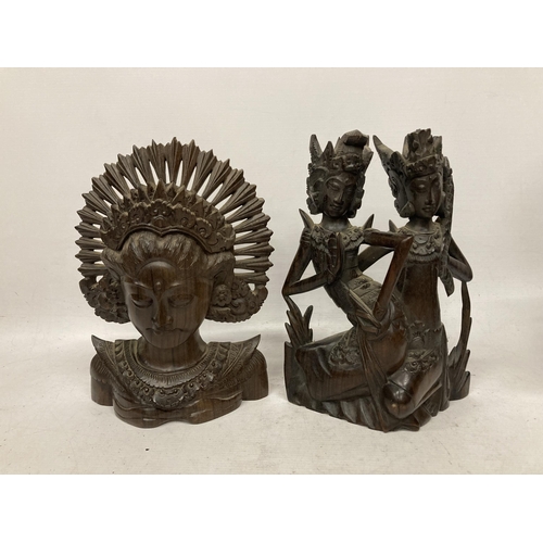 61 - TWO VINTAGE CARVED WOODEN TRIBAL FIGURES