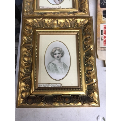 959 - THREE EDWARDIAN POSTCARD PORTRAITS IN GILT FRAMES