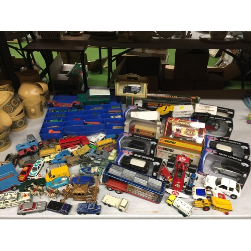 962 - A LARGE GROUP OF TOYS, DIECAST VEHICLES, EDDIE STOBART BOXED TRUCK ETC