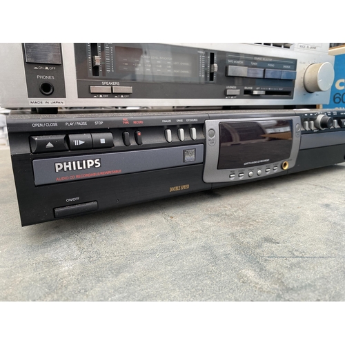 2374 - A JVC CASSETTE DECK, A JVC TUNER, A JVC INTERGRATED AMPLIFIER AND A PHILIPS CD PLAYER