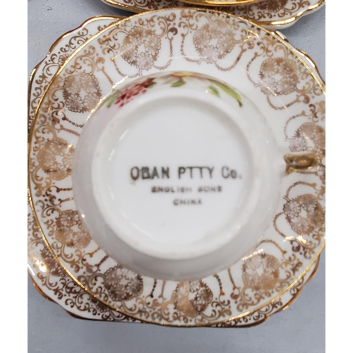 243 - A VINTAGE OBAN PTTY CO PART TEASET TO INCLUDE A CAKE PLATE, CREAM JUG, SUGAR BOWL, CUPS, SAUCERS AND... 