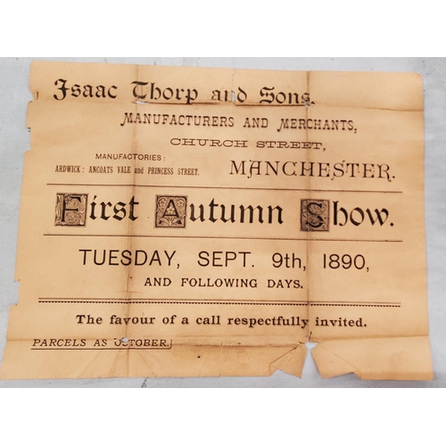 249 - AN ORIGINAL 1890 RAILWAY AND CANALS ADVERTISING LEAFLET, MANCHESTER