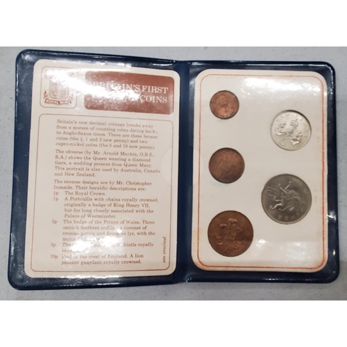 250 - THREE COLLECTORS WALLETS OF BRITAIN'S FIRST DECIMAL COINS