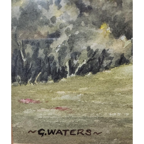 389 - G. WATERS (20TH CENTURY) 'CAPEL-Y-FFIN' WATERCOLOUR SIGNED, 23CM X 33CM, FRAMED AND GLAZED