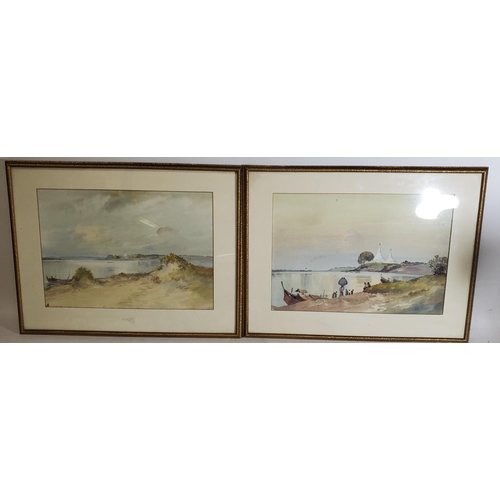 390 - PAIR OF LATE 19TH/EARLY 20TH CENTURY WATERCOLOURS OF TEMPLES BY A LAKE, 27CM X 38CM, FRAMED AND GLAZ... 