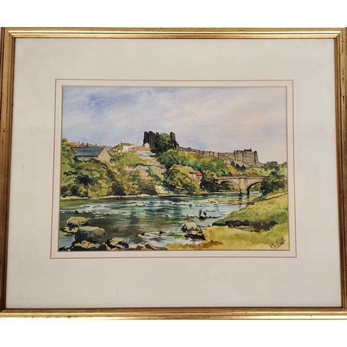 394 - KEN WOOD (BRITISH 20TH CENTURY) 'RIVER SWALE, RICHMOND' WATERCOLOUR, SIGNED, 26CM X 35CM, FRAMED AND... 