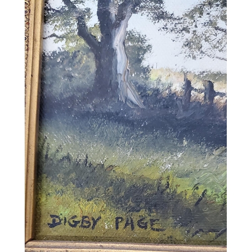 396 - DIGBY PAGE (BRITISH BORN 1945), FARMYARD SCENE, OIL ON BOARD, SIGNED, 19X24CM, FRAMED