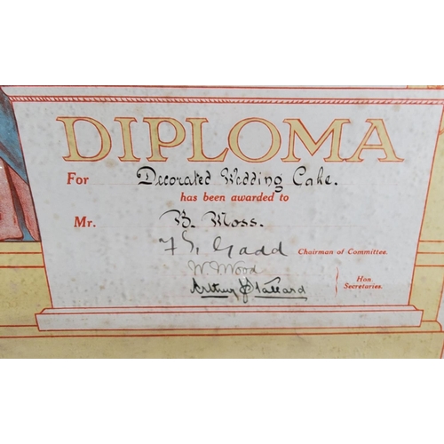 401 - A BIRMINGHAM BAKERS' & GROCERS' EXHIBITION DIPLOMA POSTER DATED FEBRUARY 1913, FRAMED 52CM X 67CM