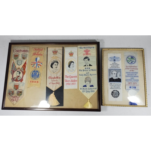 404 - SEVEN SILK BOOKMARKS TO INCLUDE KING EDWARD VIII CORONATION 1937, FESTIVAL OF BRITAIN 1951, LEEK, QU... 