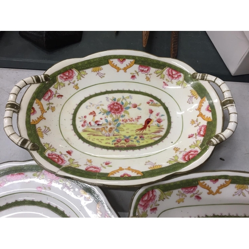 880 - A QUANTITY OF COALPORT WITH BIRD AND FLORAL PATTERN TO INCLUDE PLATES, AND TWO SERVING DISHES PLUS A... 