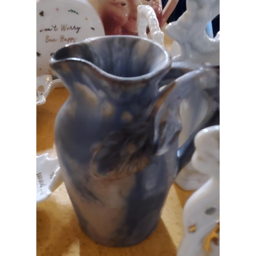 851 - A QUANTITY OF VINTAGE CERAMIC ITEMS TO INCLUDE TEAPOTS, JUGS, VASES, CUPS, CANDLESTICKS, ETC