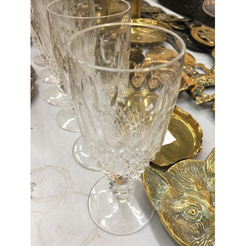 189A - SIX WATERFORD CRYSTAL WINE GLASSES