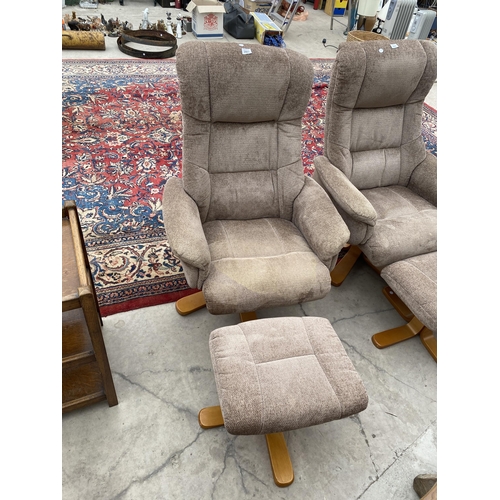 2903 - A GLOBAL FURNITURE REVOLVING RECLINER AND STOOL