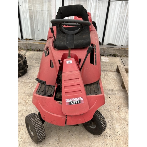 161 - A HONDA 1211 RIDE ON LAWN MOWER WITH GRASS BOX - NO VAT