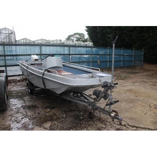 217 - A 13 FOOT DORY CATHEDRAL FOAM FILLED HULL BOAT WITH JOHNSON SEA HORSE 4.5 OUTBOARD ENGINE, WHALE BIL... 