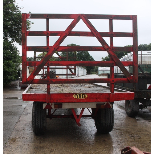 256 - 4 WHEEL TYRER TRAILER WITH HARVEST GEAR  + VAT