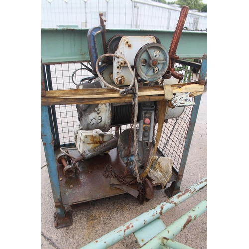 264 - A HEAVY DUTY A FRAME WITH ELECTRIC HOIST   NO VAT