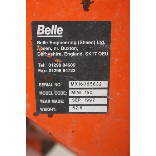 16 - A BELLE MINI 150 ELECTRIC CEMENT MIXER WITH STAND & COVER NO VAT