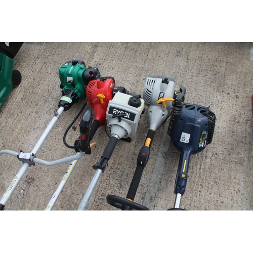 24 - 5 VARIOUS PETROL HEDGE TRIMMERS TO INCLUDE RYOBI,QUALCAST, PRO & MIGHTY LIGHT + VAT