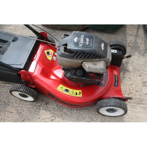 31 - A CHAMPION QUATTRO SELF PROPELLED LAWN MOWER WITH A 4HP BRIGGS & STRATTON ENGINE + VAT