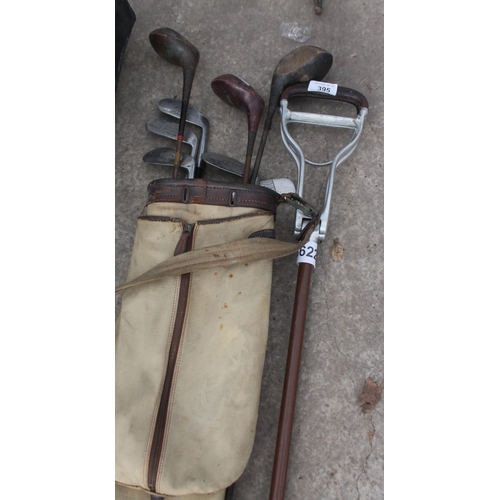 395 - SHOOTING STICK AND GOLF CLUBS  NO VAT