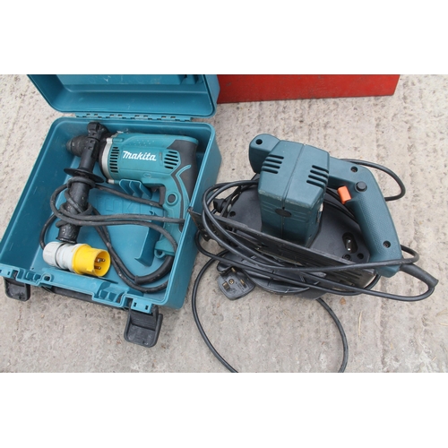 442 - MAKITA 16 DRILL, CIRCLE SAW AND RED TOOL BOX  NO VAT