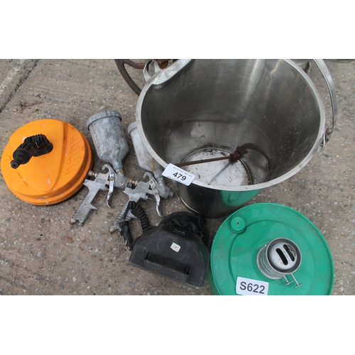 479 - SPRAY GUNS AND STAINLESS BUCKET (7 ITEMS)  NO VAT